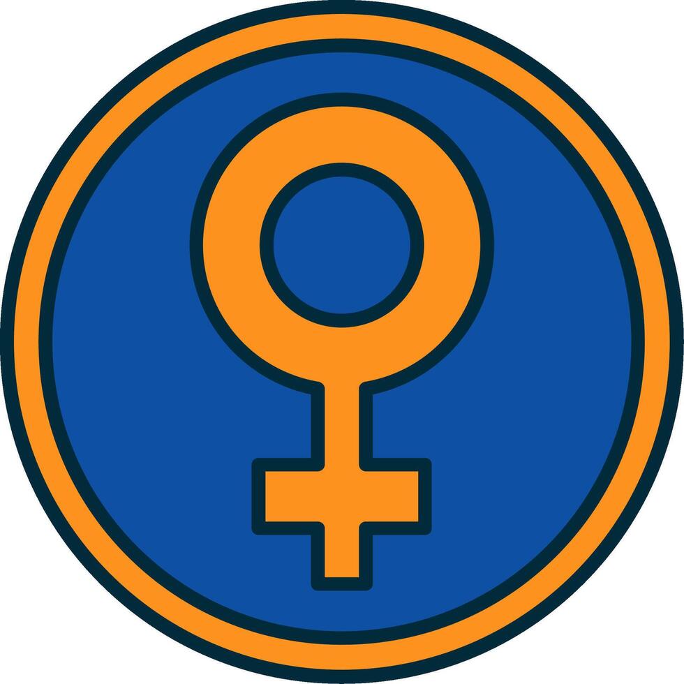 Female symbol Line Filled Two Colors Icon vector