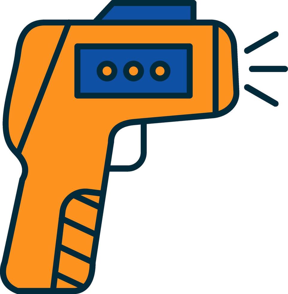 Thermometer Gun Line Filled Two Colors Icon vector