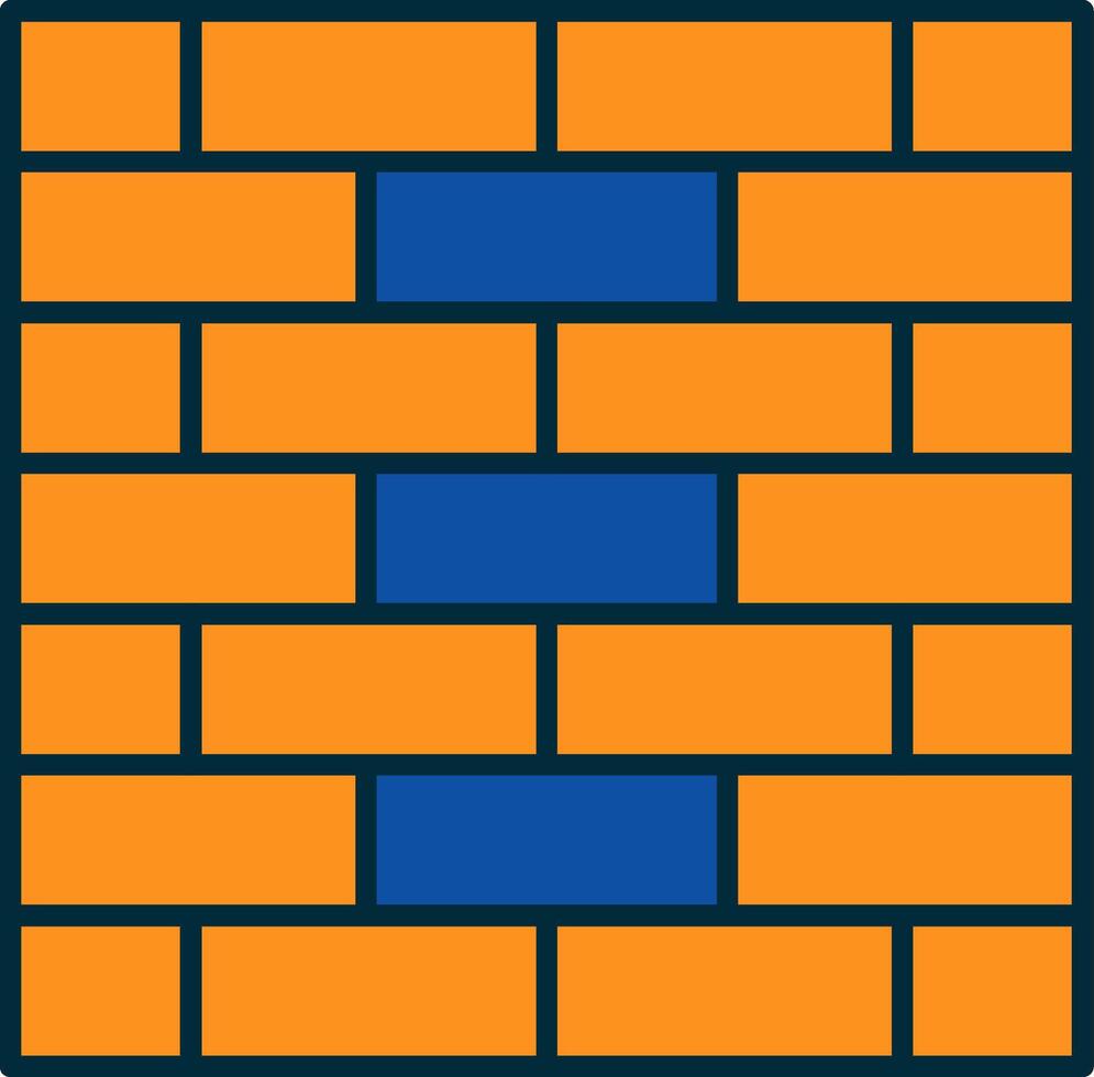 pared de ladrillo línea lleno dos colores icono vector