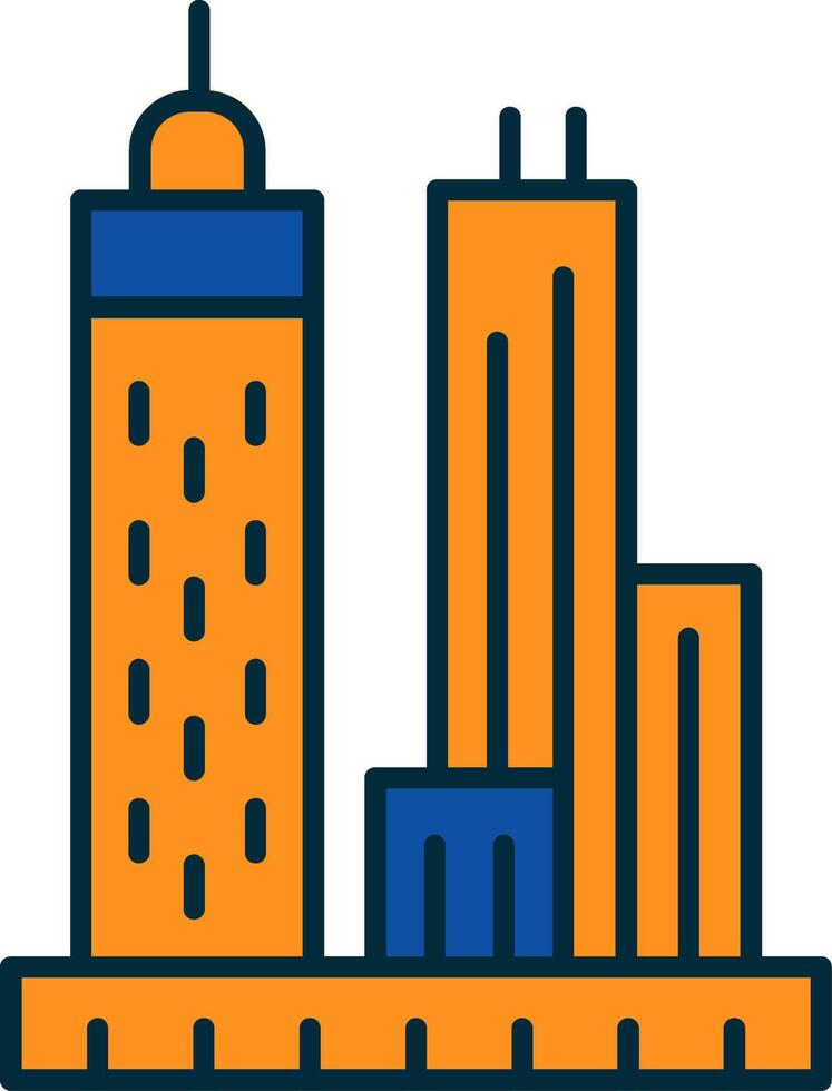 Skyscrapers Line Filled Two Colors Icon vector