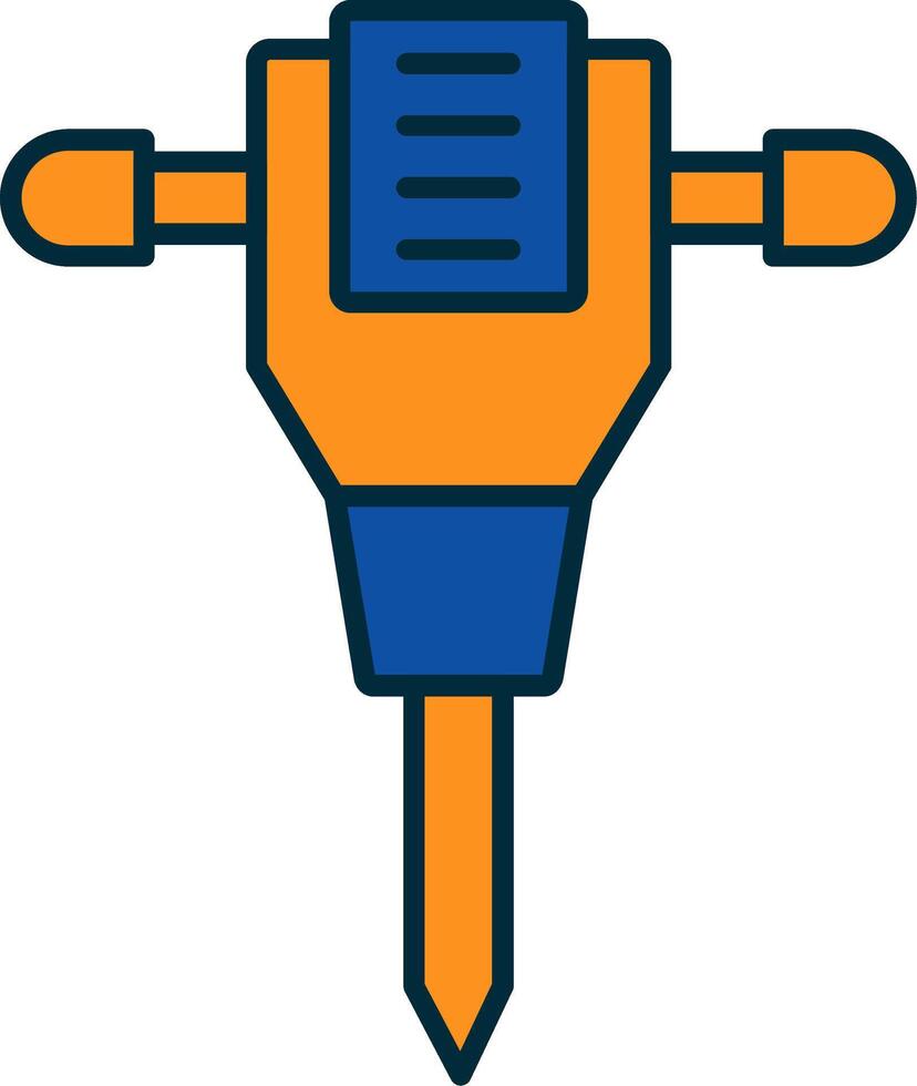 Jack Hammer Line Filled Two Colors Icon vector