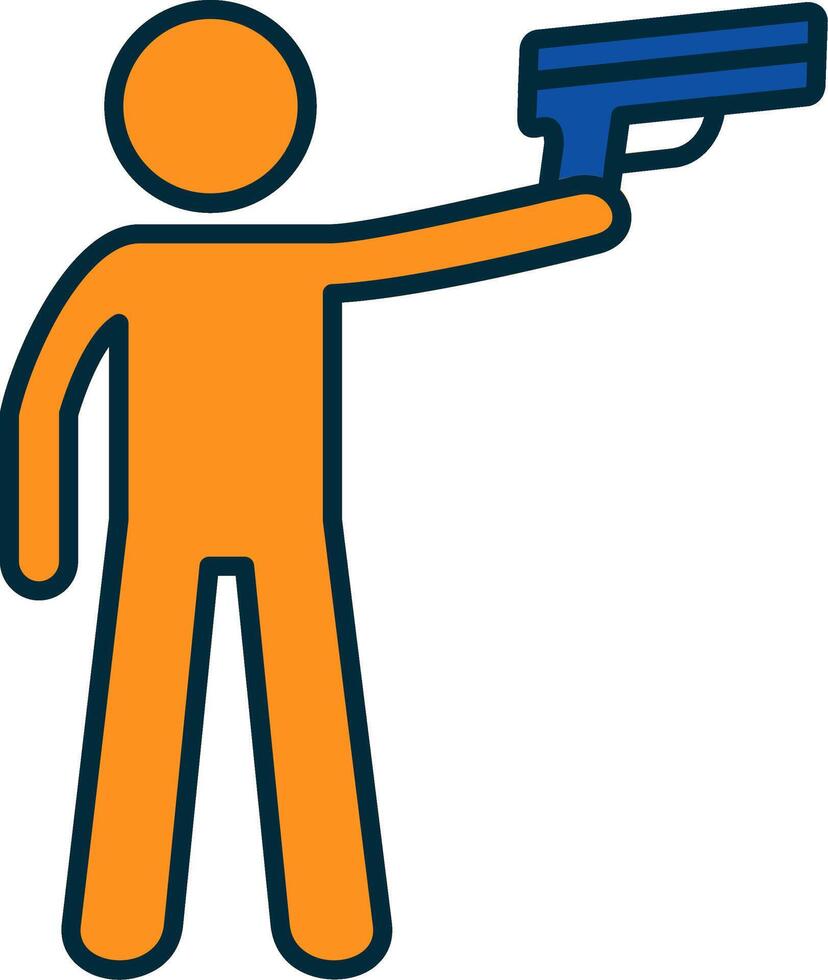 Policeman Holding Gun Line Filled Two Colors Icon vector