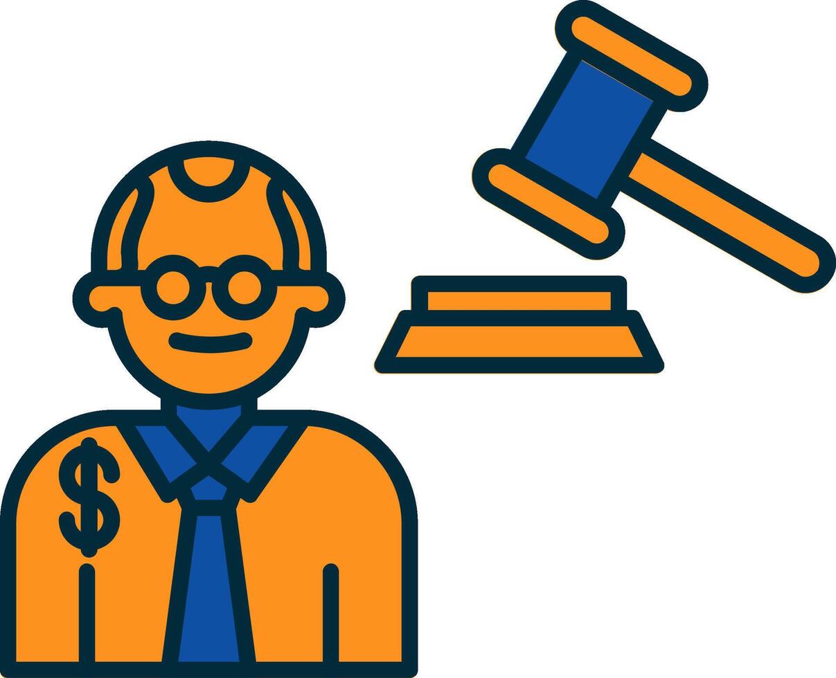 Judge Giving Order Line Filled Two Colors Icon vector