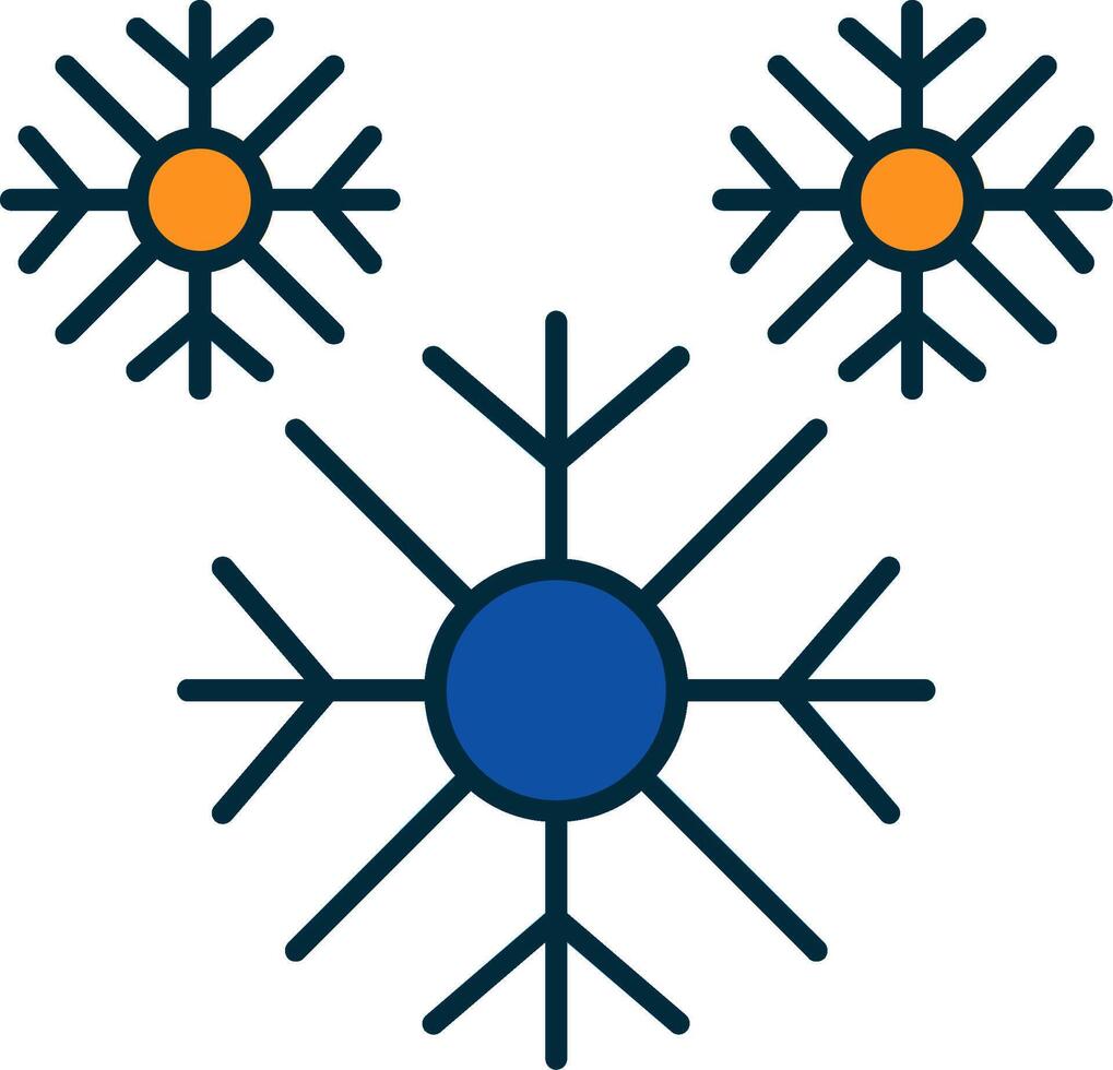 copo de nieve línea lleno dos colores icono vector