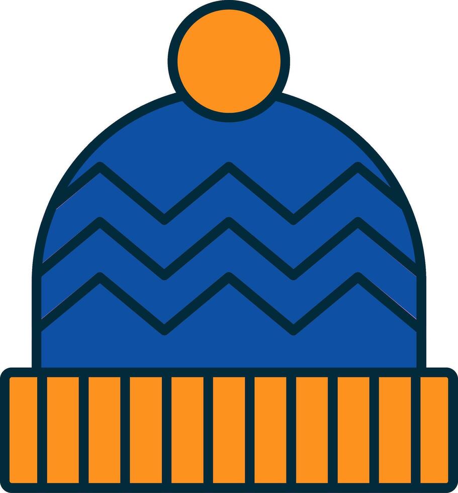 Knit Hat Line Filled Two Colors Icon vector