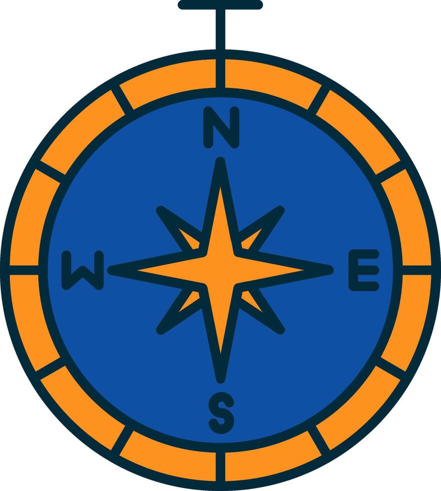 Compass Line Filled Two Colors Icon vector