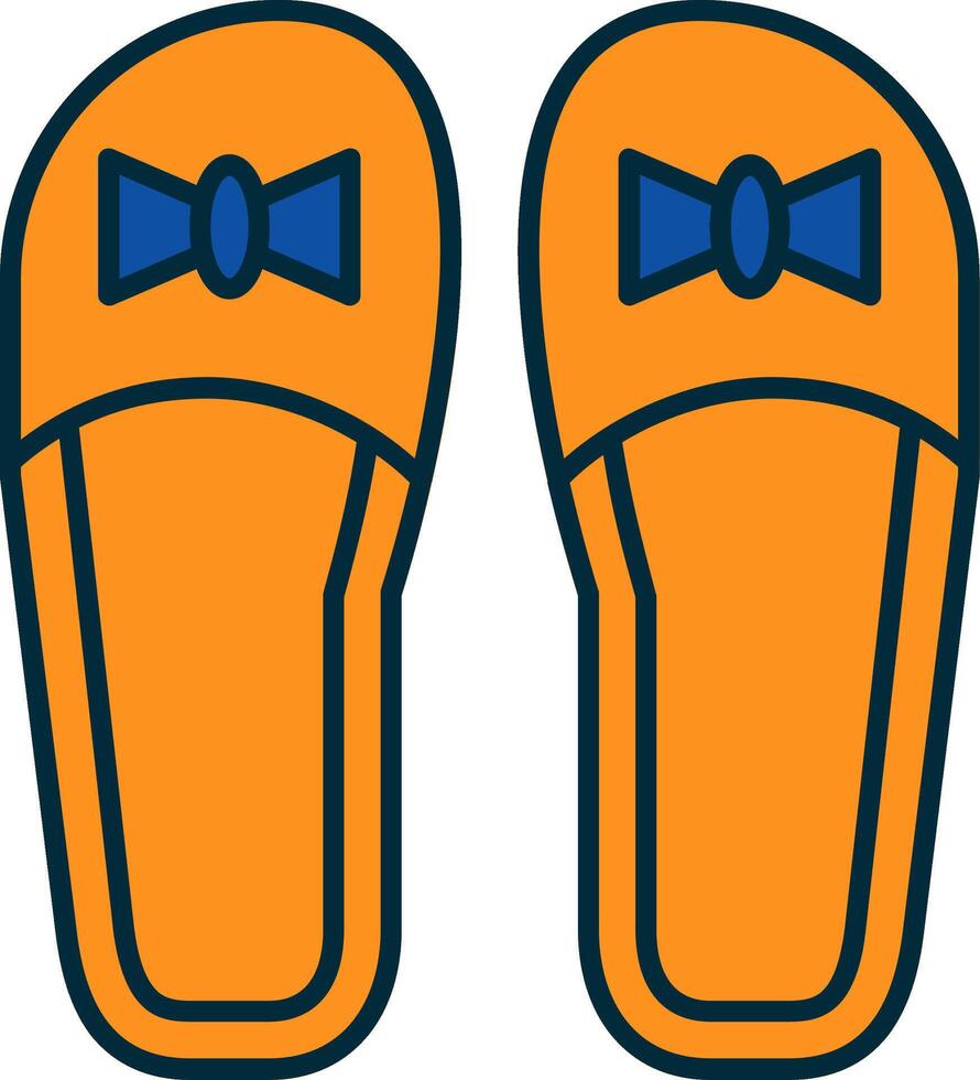 Slippers Line Filled Two Colors Icon vector