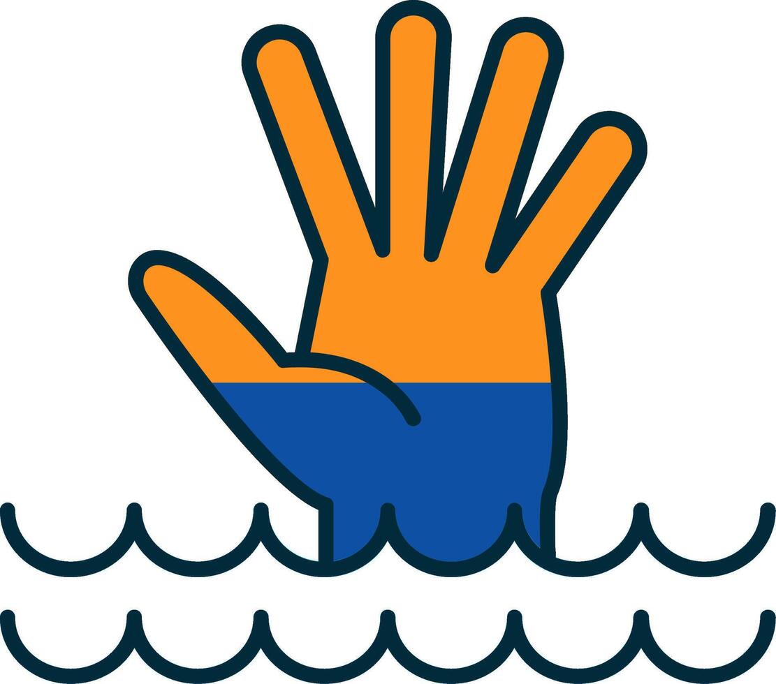 Drowning Line Filled Two Colors Icon vector