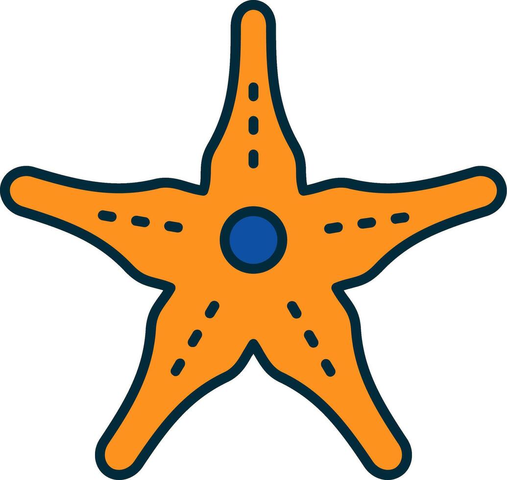 estrella de mar línea lleno dos colores icono vector