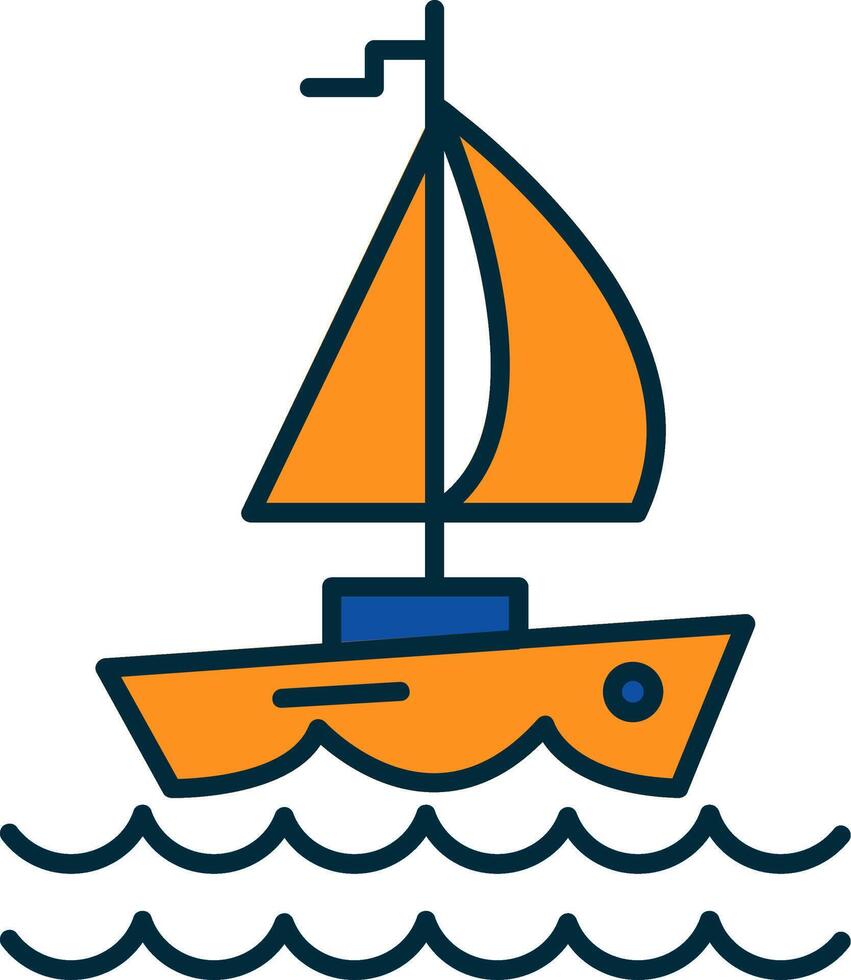 Yacht Line Filled Two Colors Icon vector