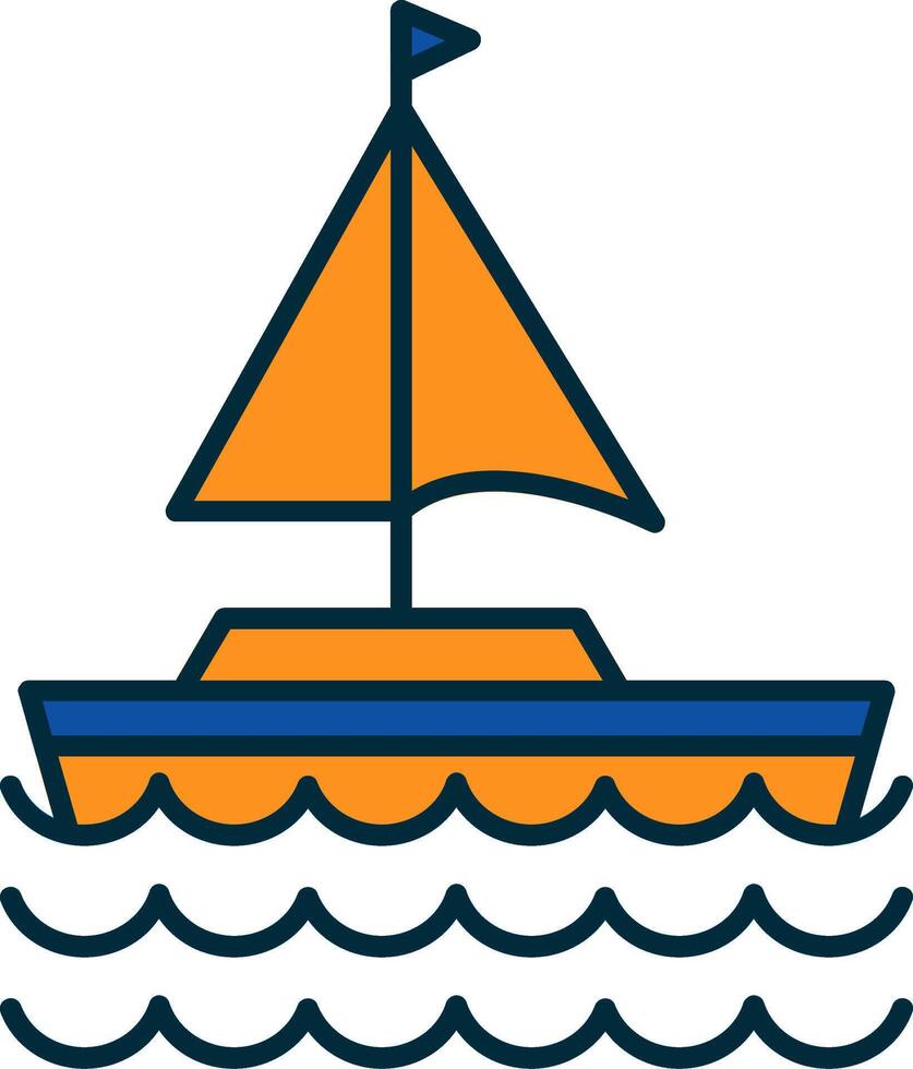 Sail Boat Line Filled Two Colors Icon vector