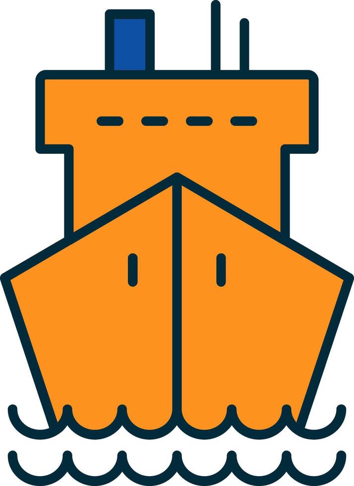 Cargo Ship Line Filled Two Colors Icon vector