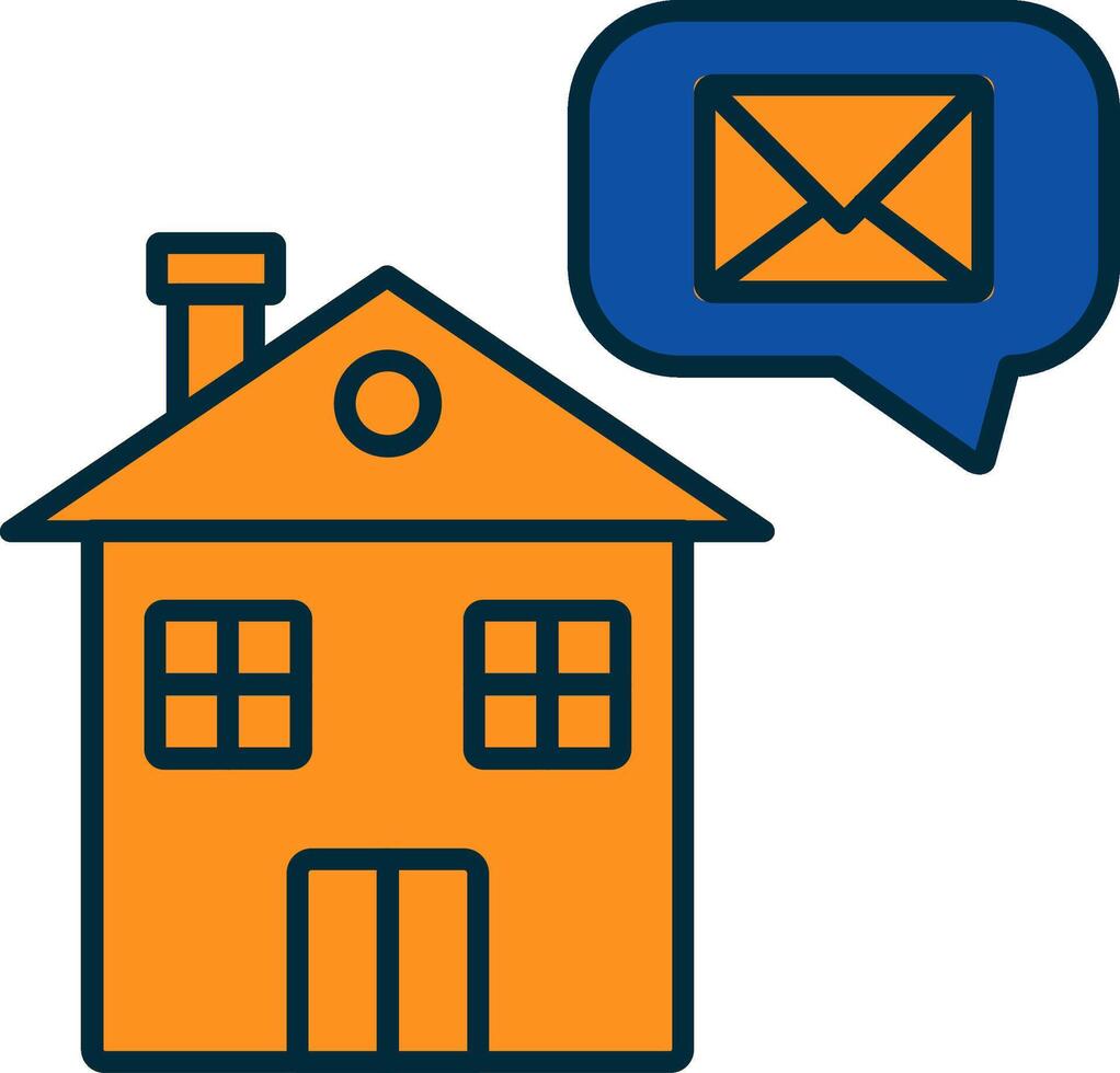 Home Message Line Filled Two Colors Icon vector