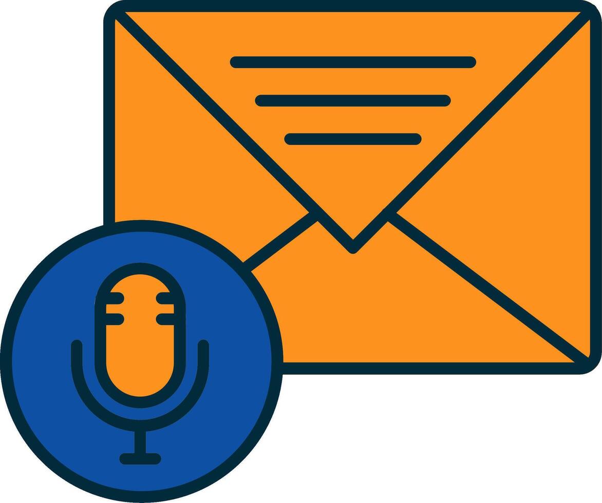 Audio Message Line Filled Two Colors Icon vector