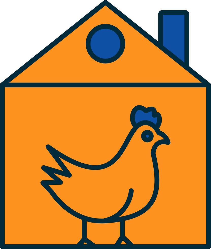 pollo línea lleno dos colores icono vector