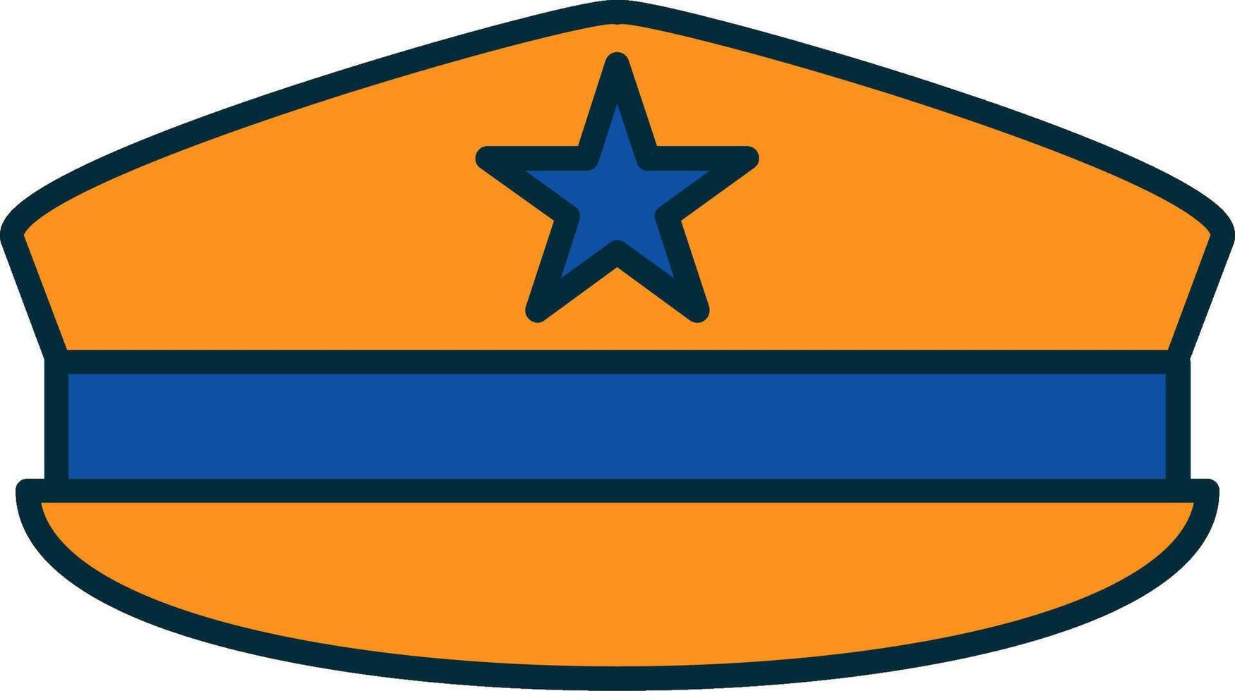 militar sombrero línea lleno dos colores icono vector