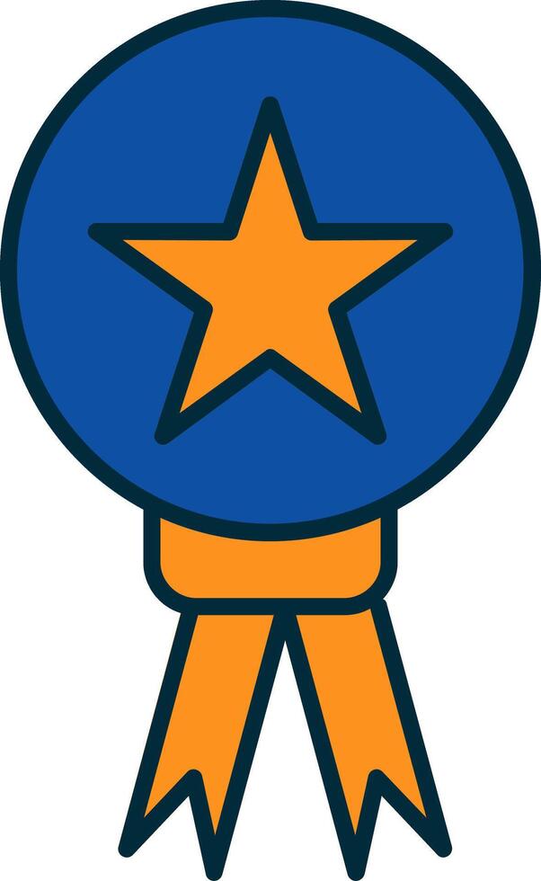 Star Medal Line Filled Two Colors Icon vector