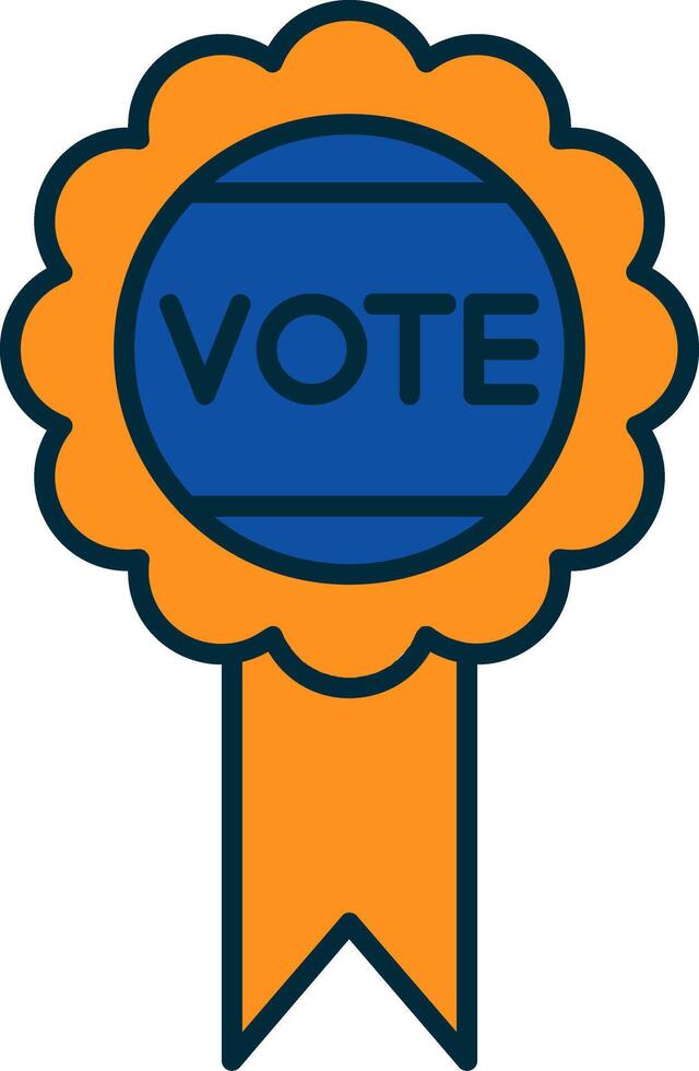 Vote Badge Line Filled Two Colors Icon vector