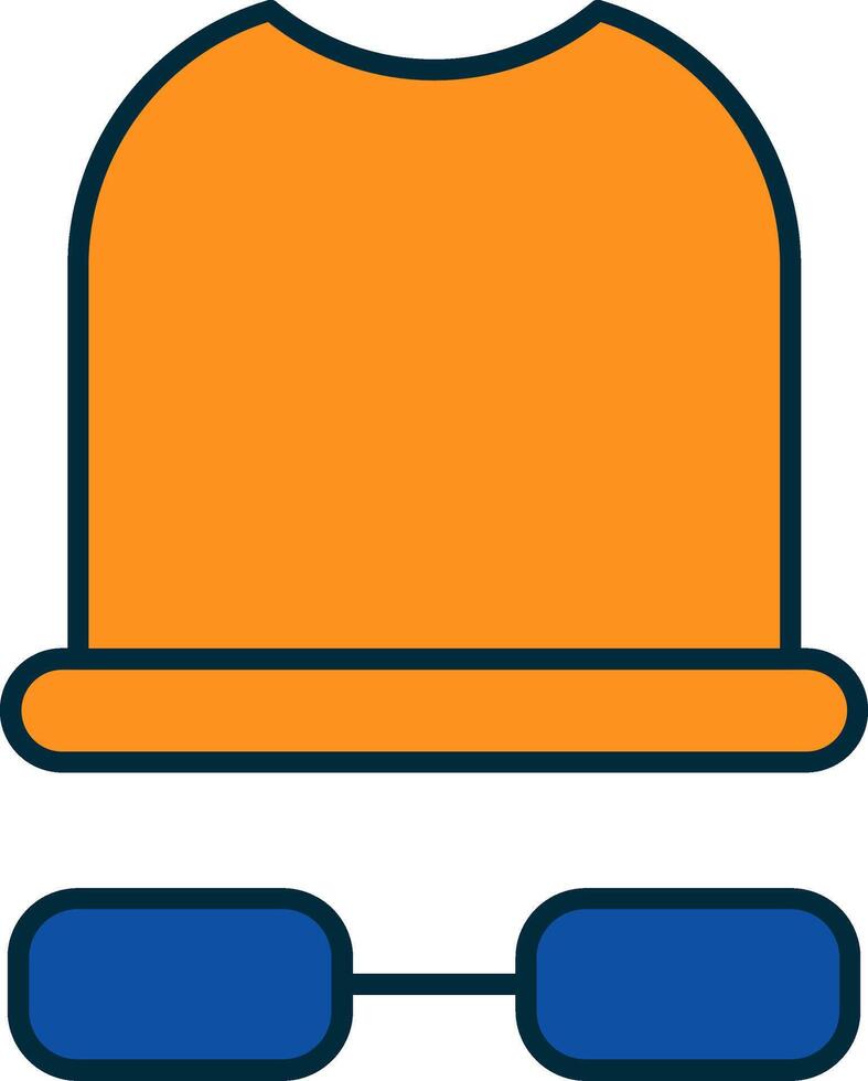 White Hat Line Filled Two Colors Icon vector