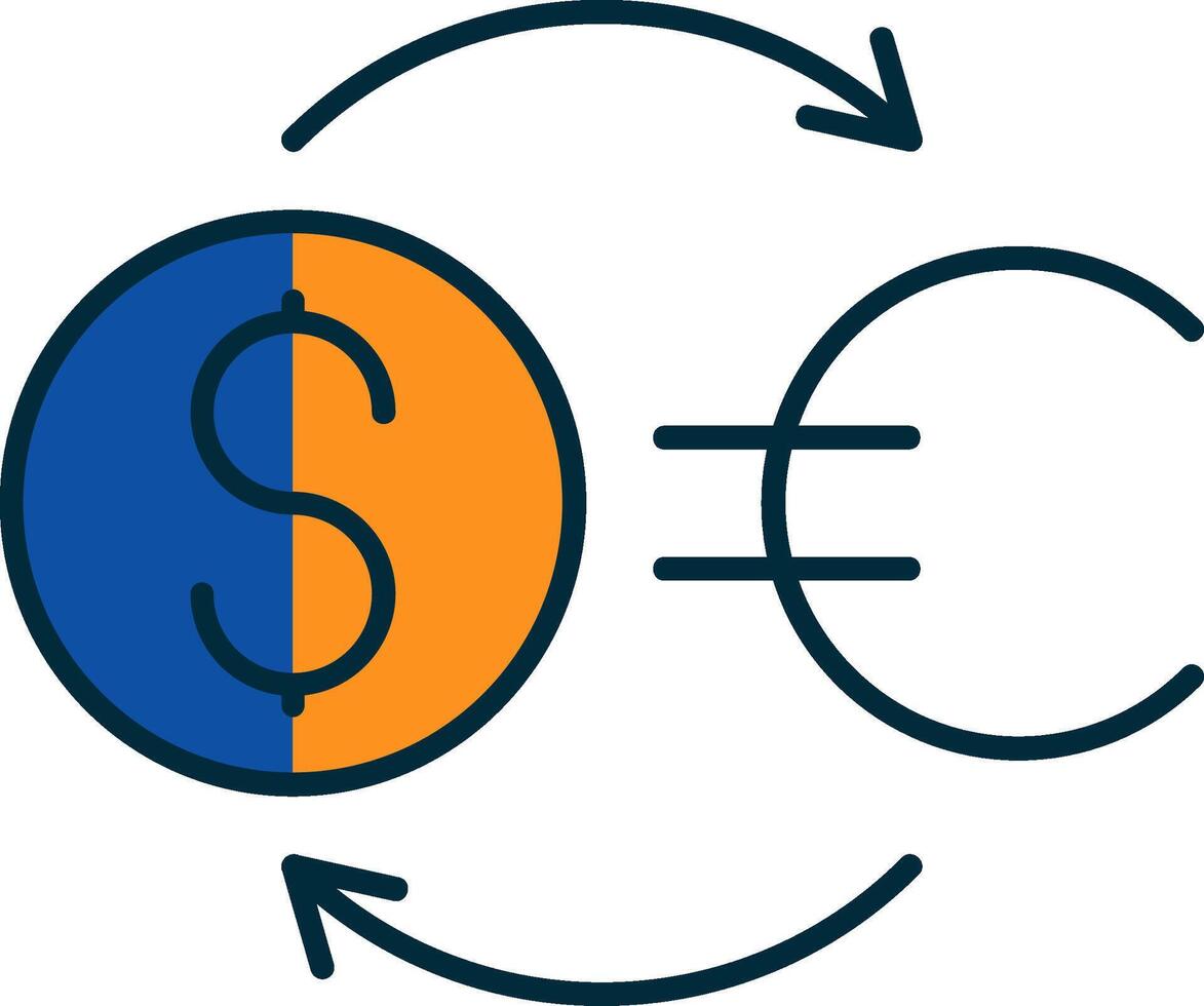 Money Exchange Line Filled Two Colors Icon vector