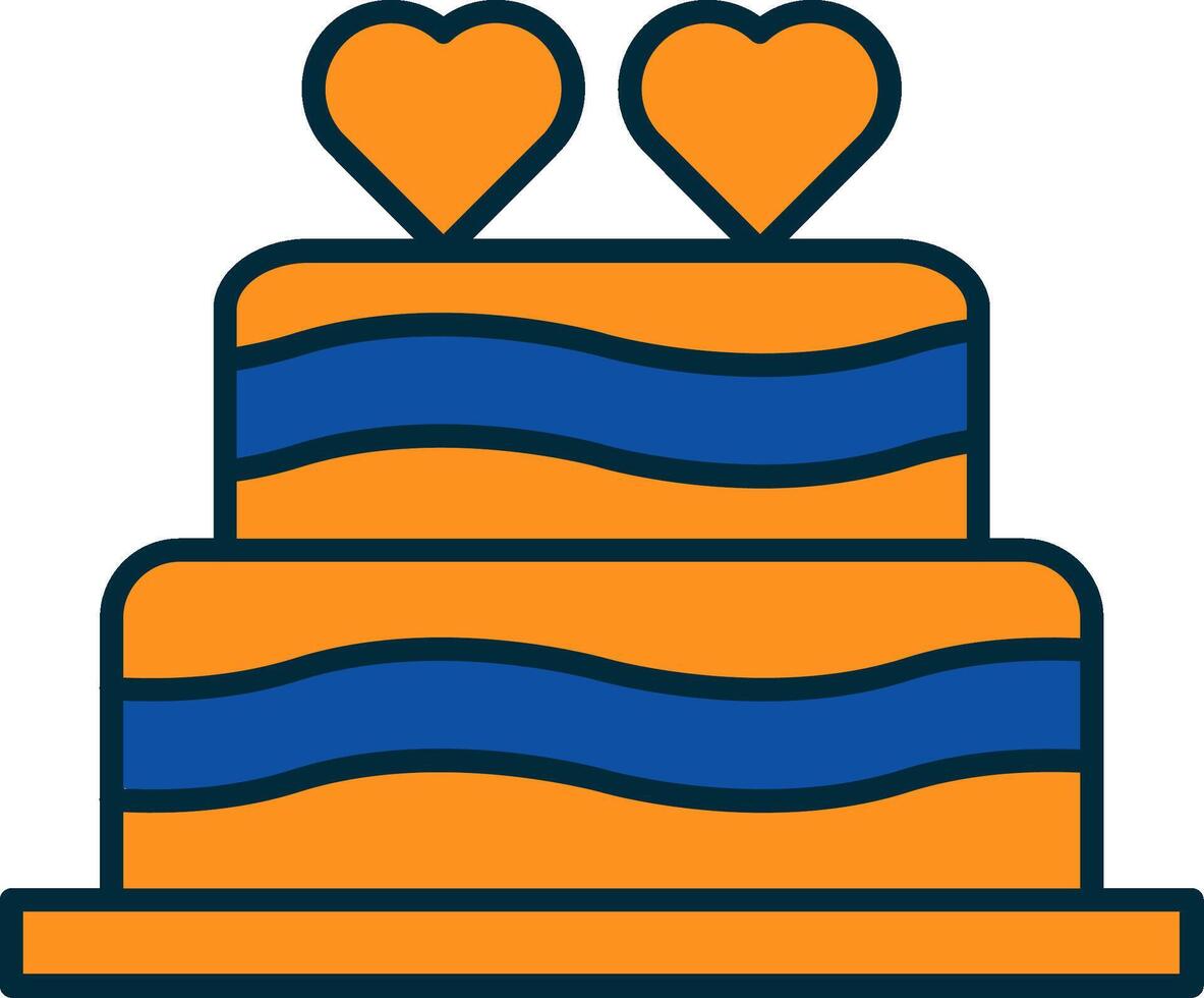 Wedding Cake Line Filled Two Colors Icon vector