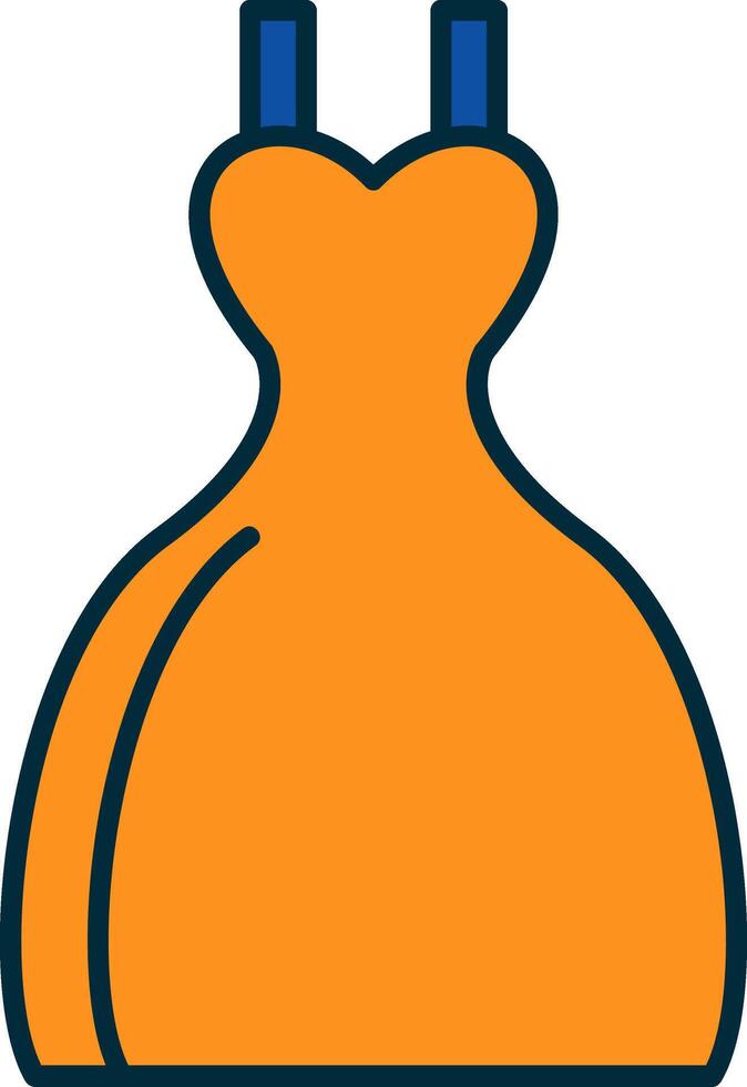 Bride Dress Line Filled Two Colors Icon vector