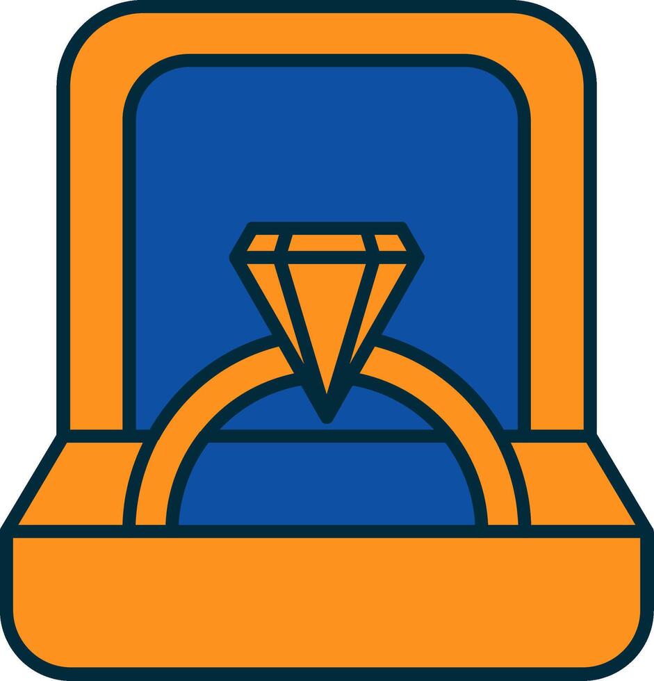 Ring Box Line Filled Two Colors Icon vector