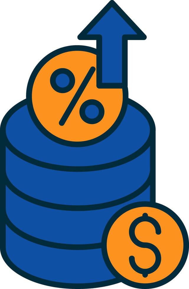 Interest Rate Line Filled Two Colors Icon vector