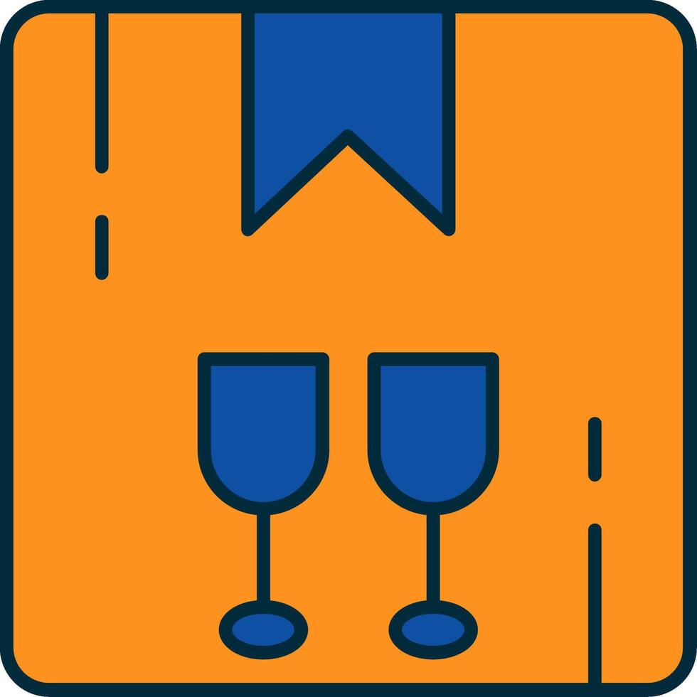 Fragile Line Filled Two Colors Icon vector