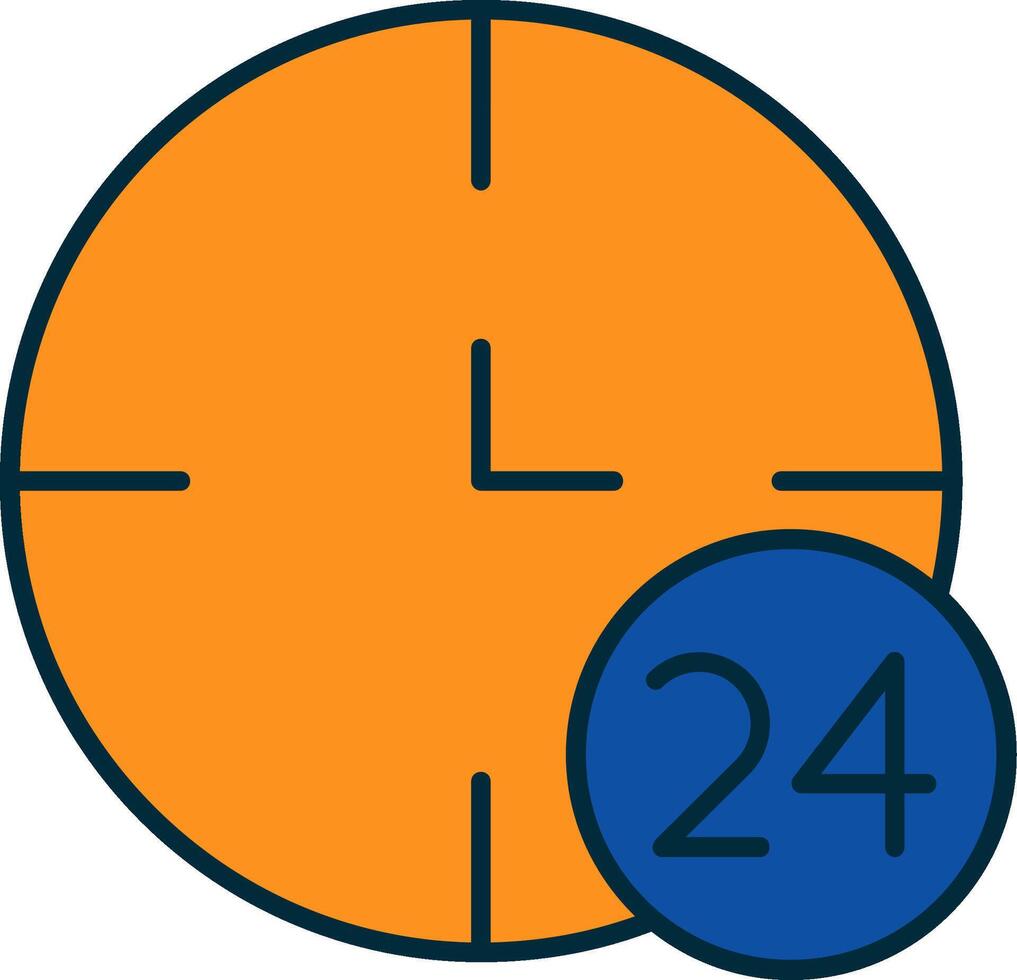 24 Hours Line Filled Two Colors Icon vector