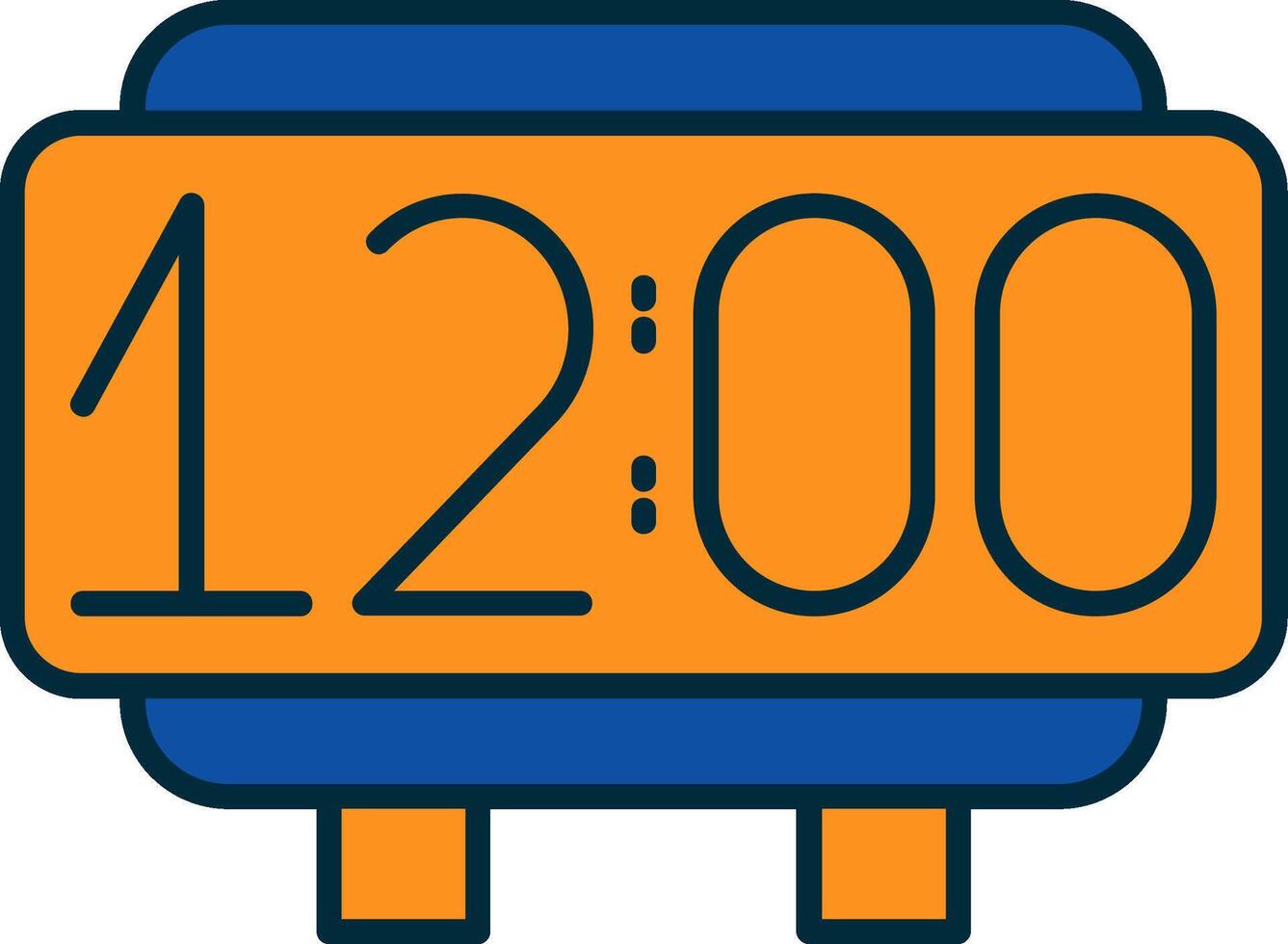 Digital Clock Line Filled Two Colors Icon vector