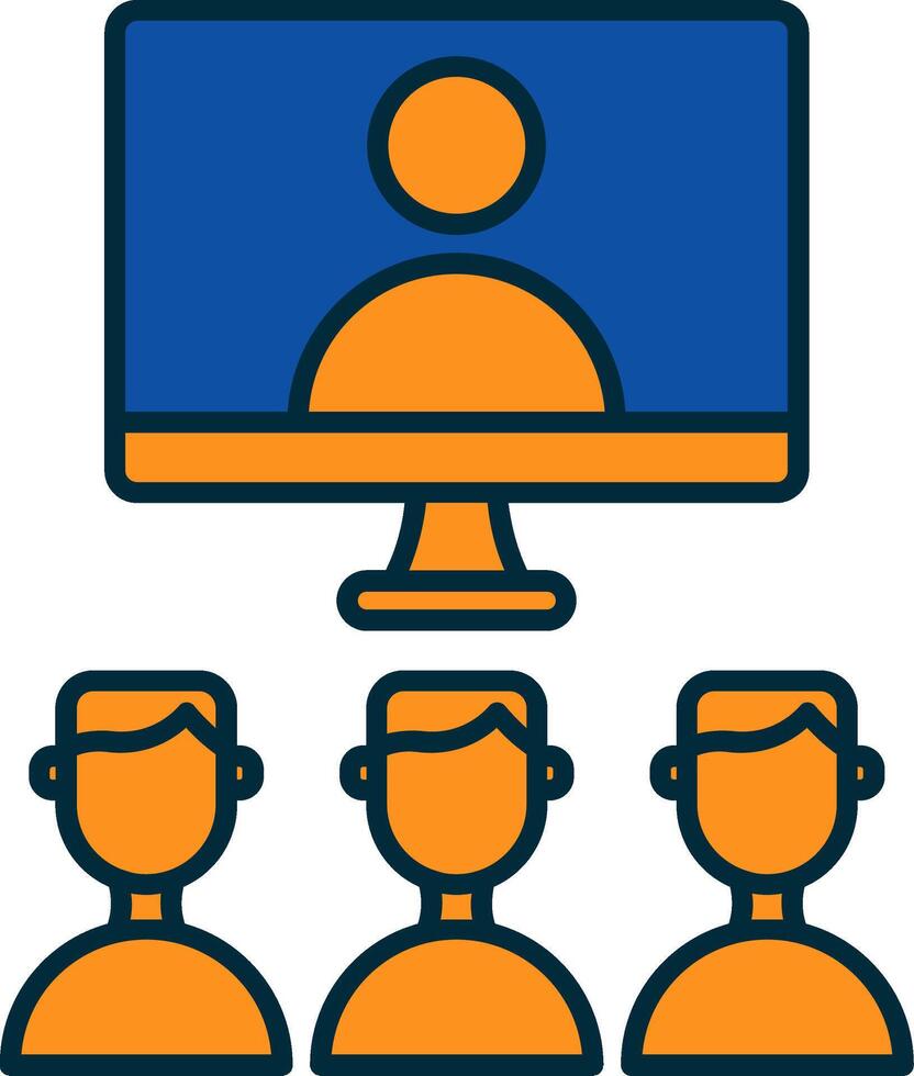 Virtual Class Line Filled Two Colors Icon vector