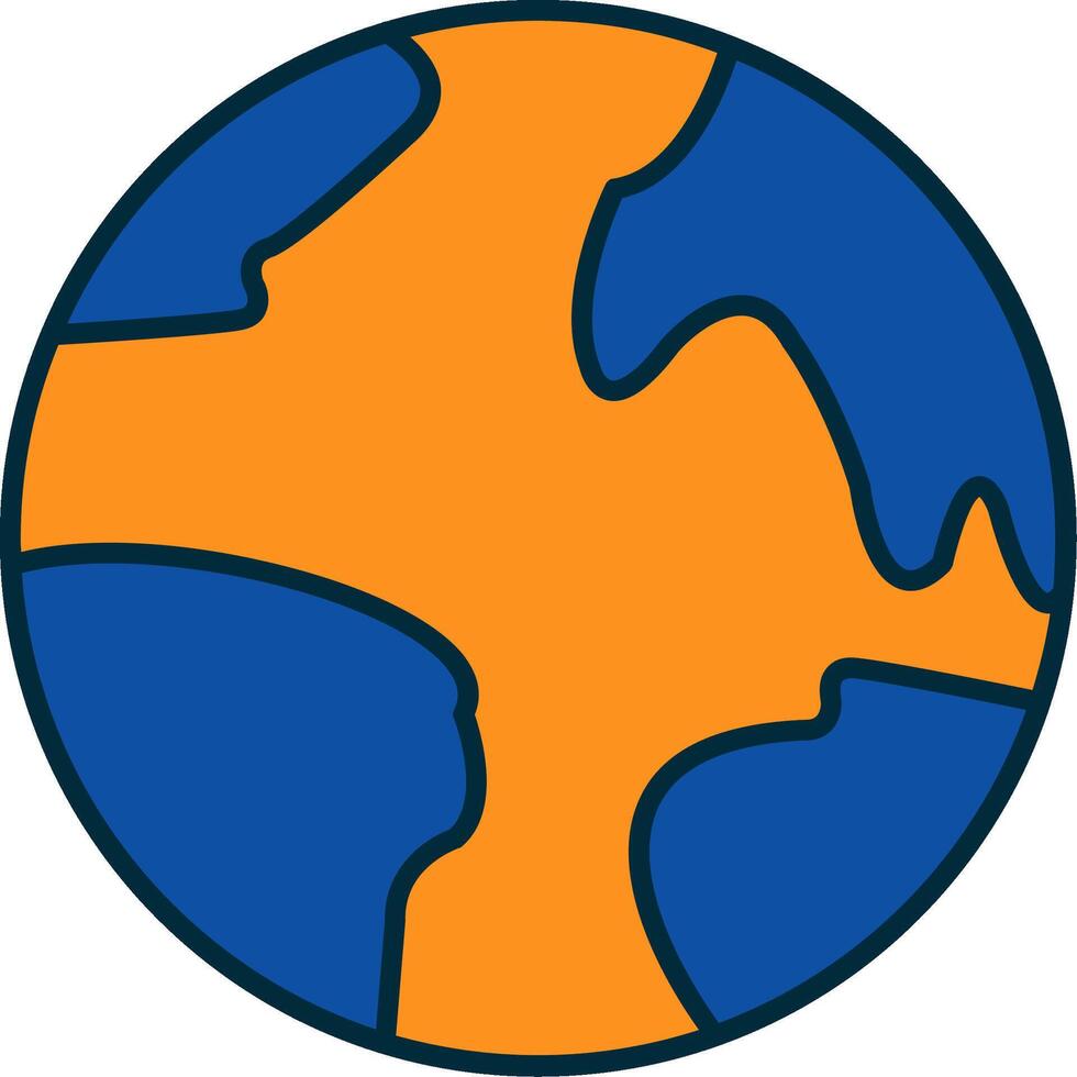 Planet Earth Line Filled Two Colors Icon vector