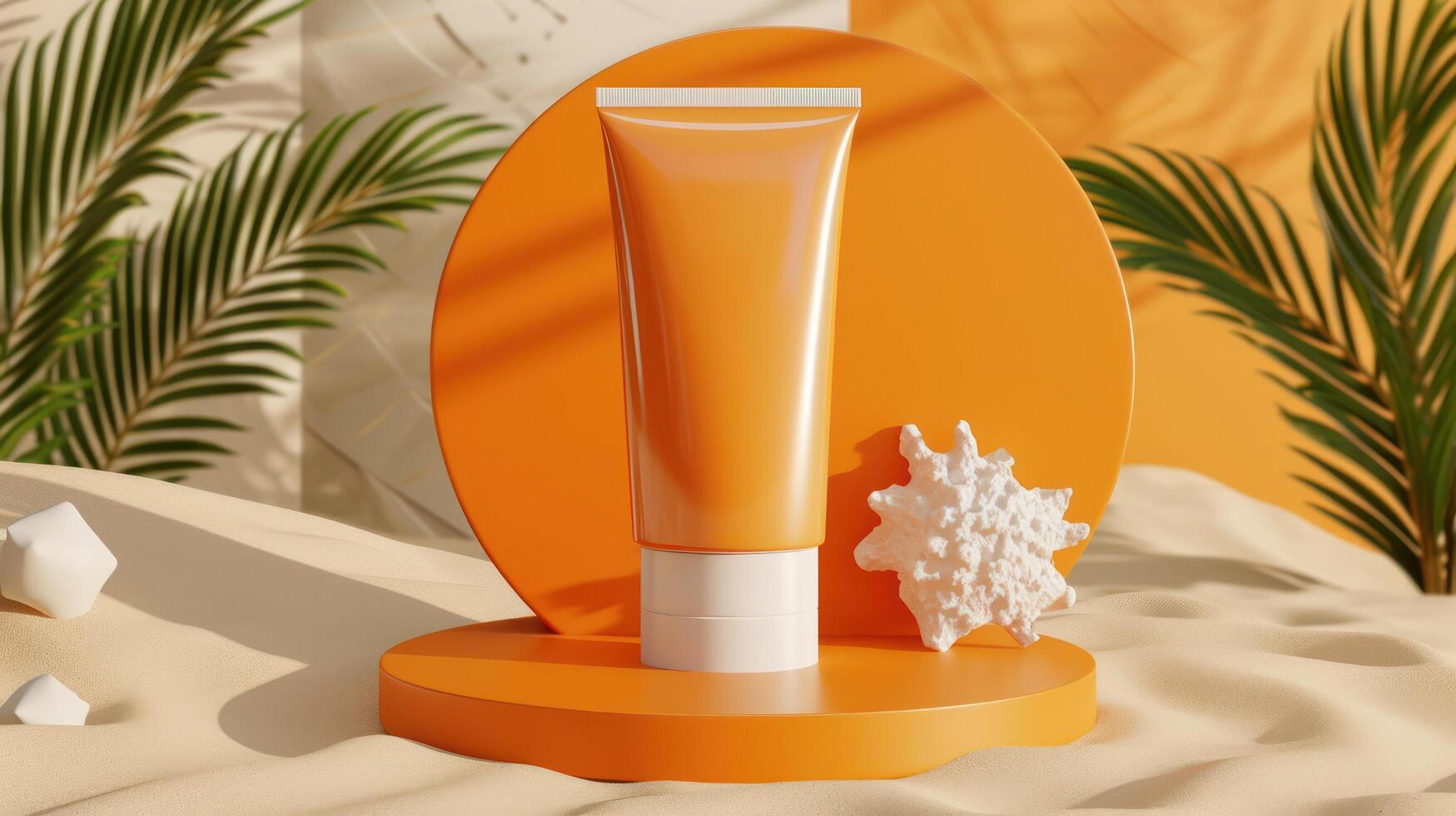 AI generated summer winthout brand sunscreen tube ad banner photo