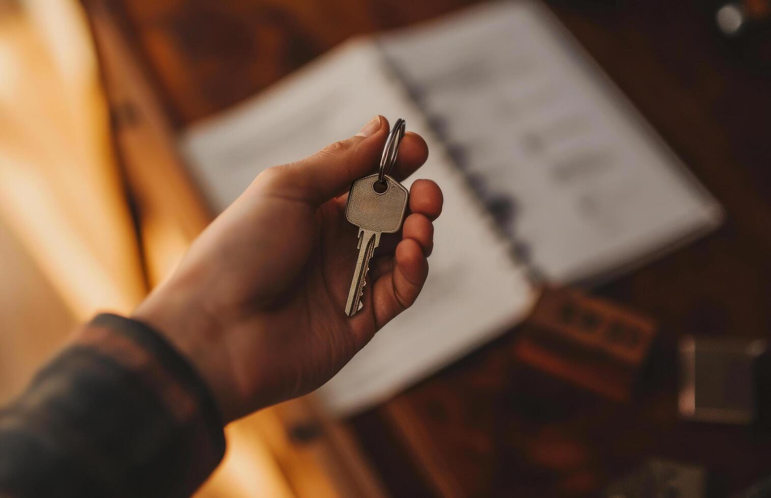 AI generated a hand holding a house and a real estate key photo