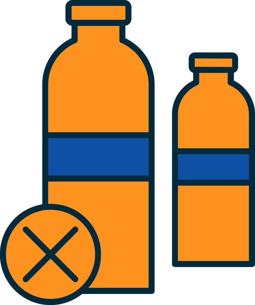 No Plastic Bottles Line Filled Two Colors Icon vector