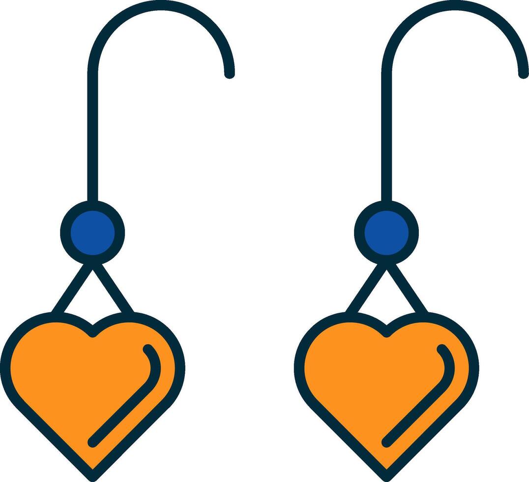 Earrings Line Filled Two Colors Icon vector