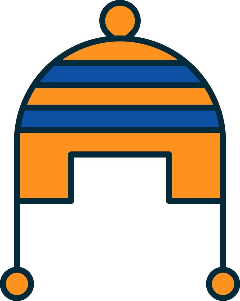 Winter Cap Line Filled Two Colors Icon vector
