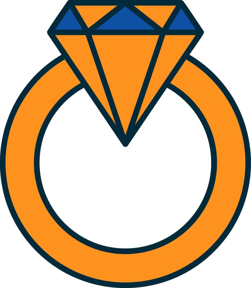 Diamond Ring Line Filled Two Colors Icon vector