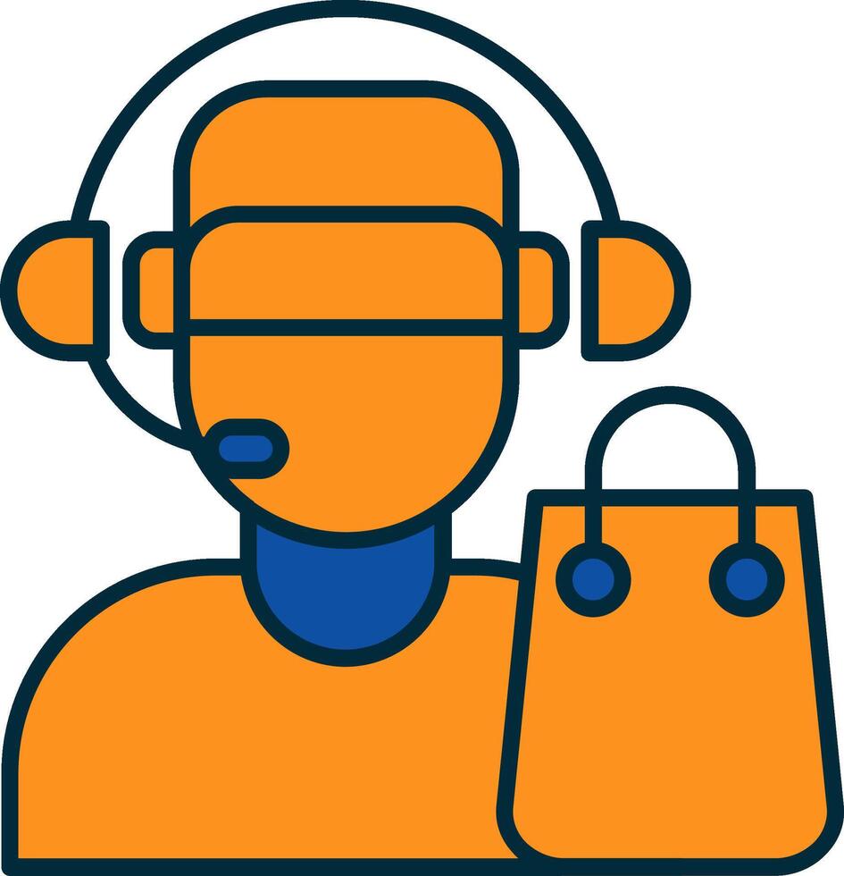 Customer Service Agent Line Filled Two Colors Icon vector