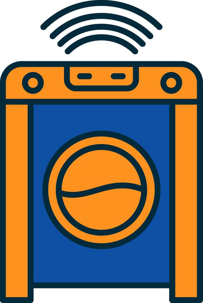 Smart Washing Machine Line Filled Two Colors Icon vector