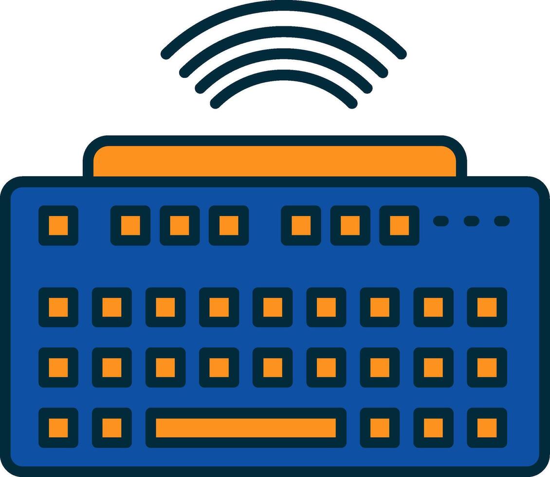 Wireless Keyboard Line Filled Two Colors Icon vector