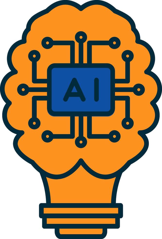 Artificial Intelligence Line Filled Two Colors Icon vector