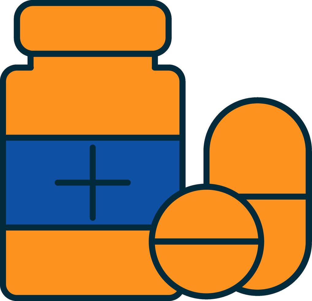 Pills Line Filled Two Colors Icon vector