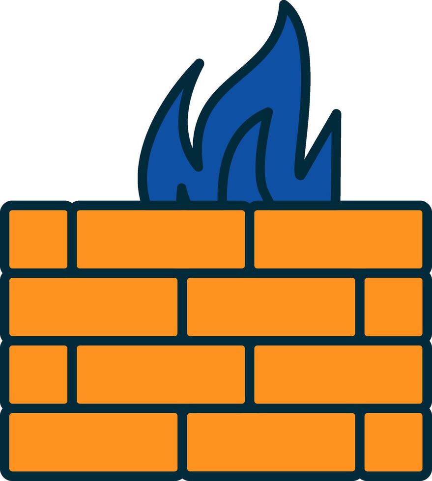 Firewall Line Filled Two Colors Icon vector