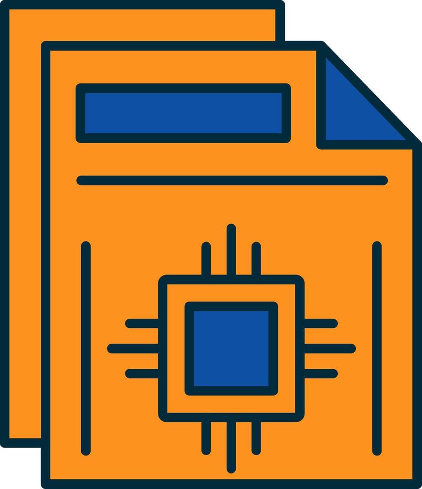 Document Line Filled Two Colors Icon vector