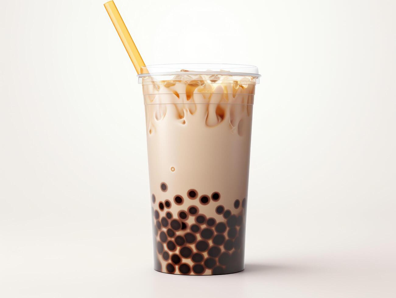 AI generated bubble tea drink on table with straw photo