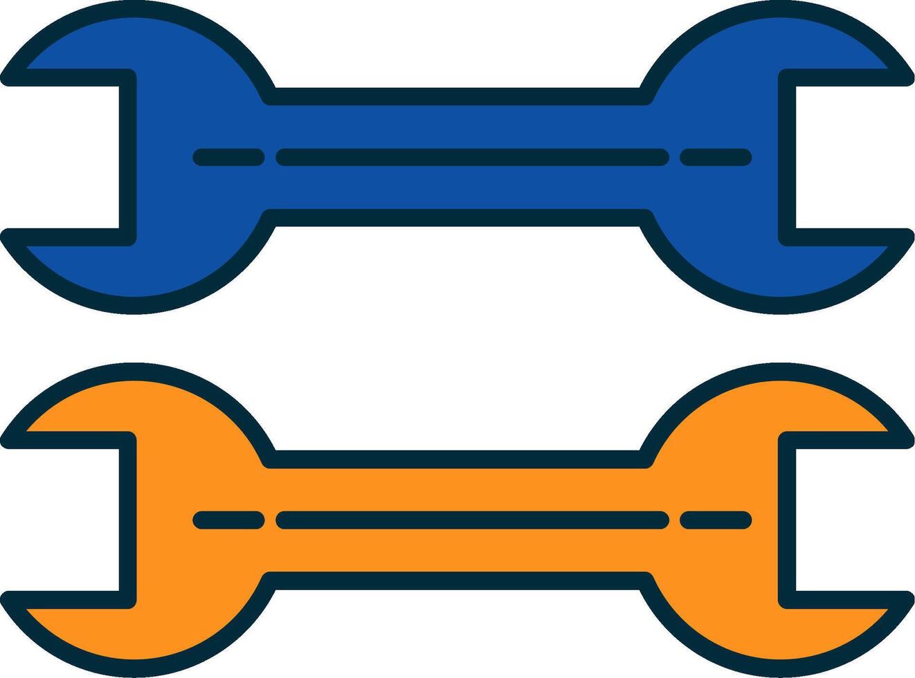 llave inglesa línea lleno dos colores icono vector