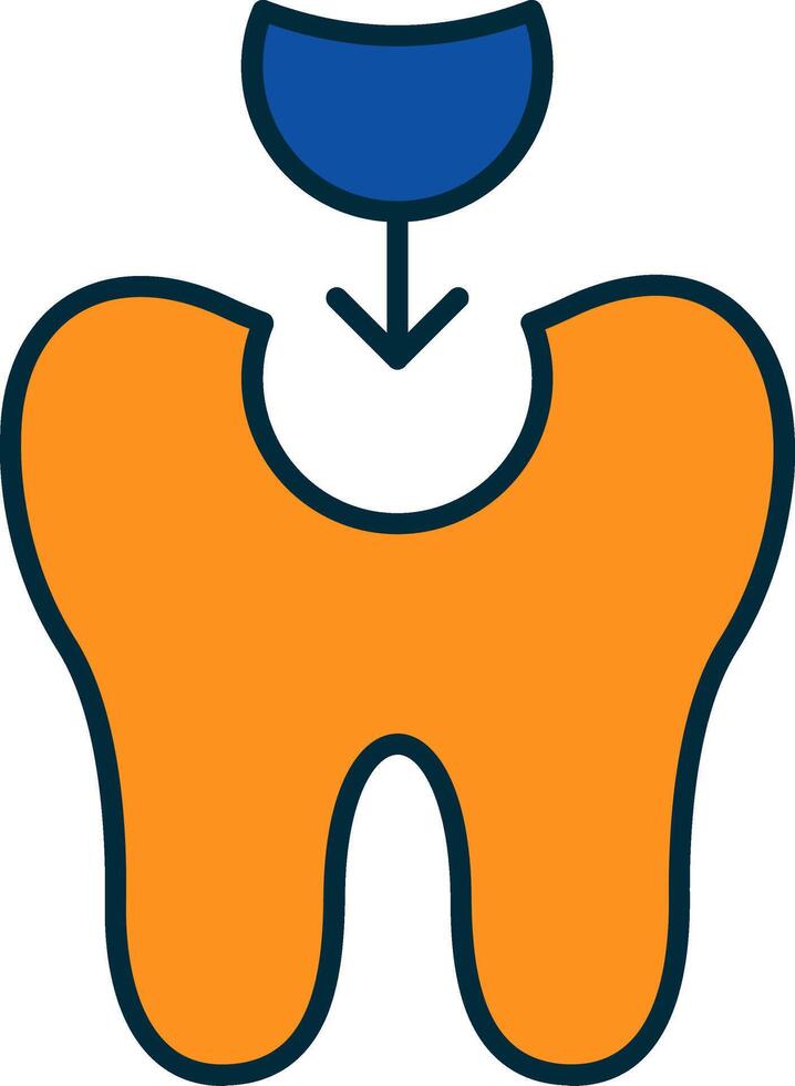Tooth Filling Line Filled Two Colors Icon vector