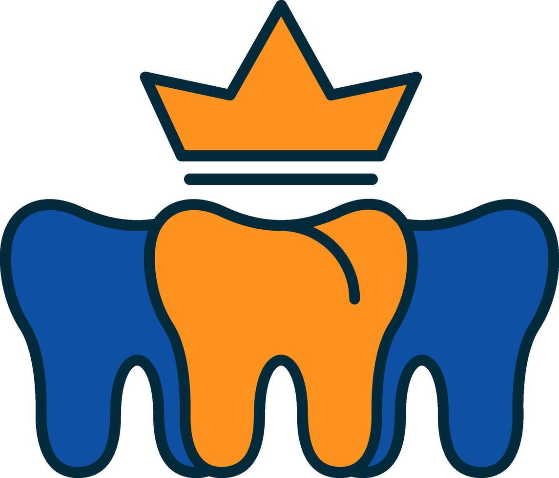 dental corona línea lleno dos colores icono vector